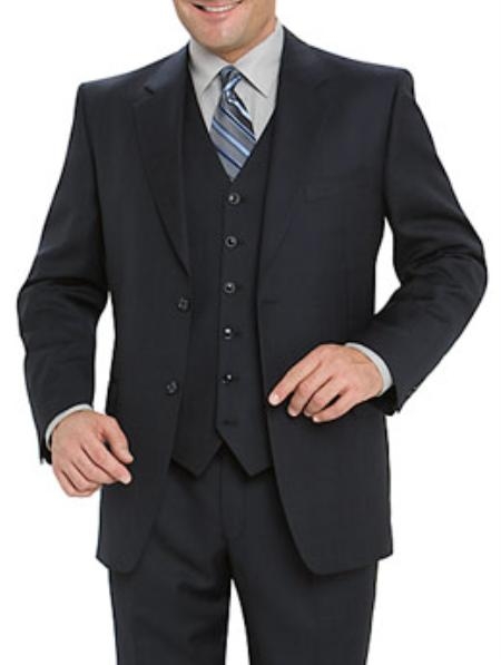 High Quality Navy Blue Shade 2 Button Style Vested Fabric Suits for Online Notch lapel Vented 