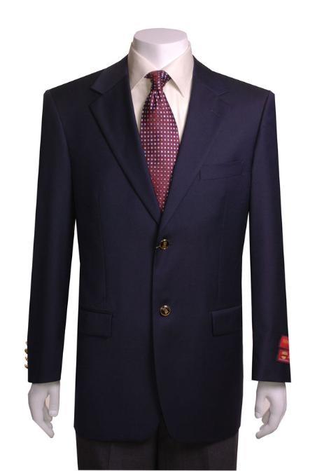  Men's 2 Buttons Navy Quality Portly Blazer / Sport coat 