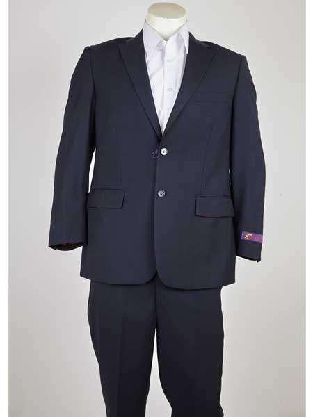  Notch Lapel 2 Button Style Classic Fit Navy Single Breasted Suit