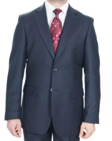 2 Button Style Navy patterned Suit Wool