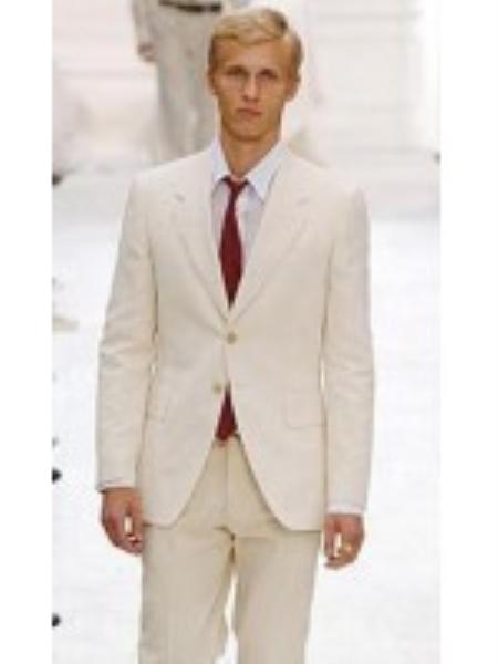 Suit ( Jacket and Pants)  For Men 2-Button Ivory Off White Jacket and Pants 