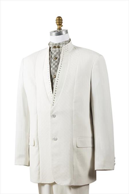 Unique 2 Button Style Tuxedo Trimmed Pleated Slacks Pants Vested 3 Piece Athletic Cut 1940s men's Suits Style Classic Fit  for Online Off-White 