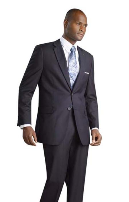 2 Button Style Shiny Flashy Metalic Silk Touch Midnight Navy Suit 