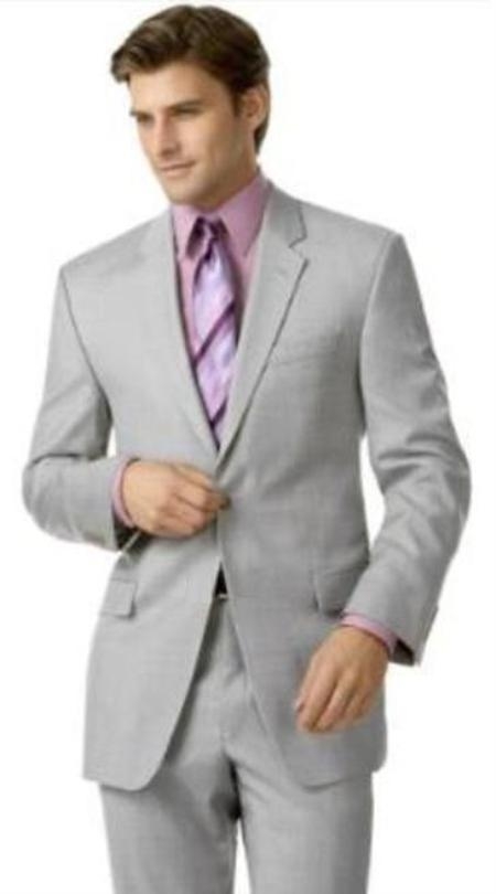 Silver Gray (Very Very Light Gray(Ash)) 2 Button Style Double Vent Suit Clearance Sale Online