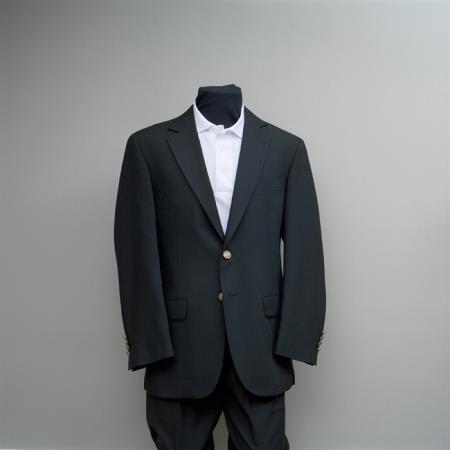 2 Button Style Single Breasted Blazer Online Sale Liquid Jet Black with brass buttons sportcoat Wool