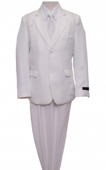 2 Button Style Front Closure Kids Boys Dress Formal Boys And Men Suit Set perfect for wedding For Teenagers White 
