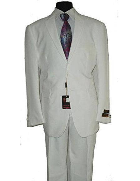  Umberto Bonelli men's Two Buttons White Classic suit Flat Front Pants