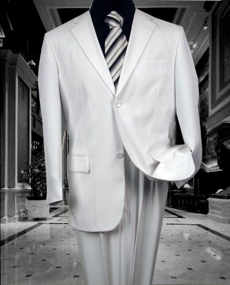 TS-02 Extra Slim Fit Suit SOLID COLOR WHITE 2 Button Style Wool Fabric  2PC Suit ( Jacket and Pants)  For Men BY:FITTED Slim narrow Style FITC CUT PAUL Superior Fabric 130'S EXTRA FINE 