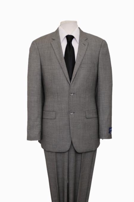 Two Piece 100% Wool Fabric Executive Suit - Birdseye Weave Liquid Jet Black And White 