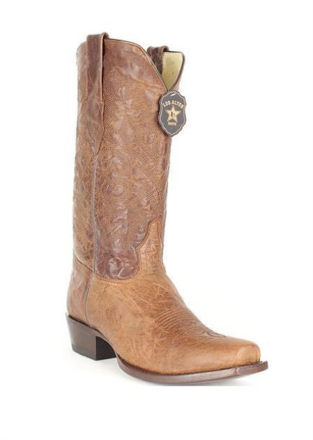 Men's Volcano Light Brown Genuine Premium Leather Los Altos Boots 7 Toe Cowboy Boots