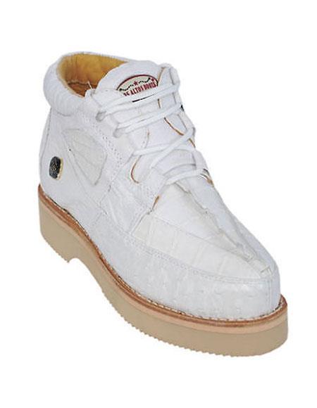  Men's Lace Up White Genuine Crocodile And Ostrich Los Altos Boots Shoes