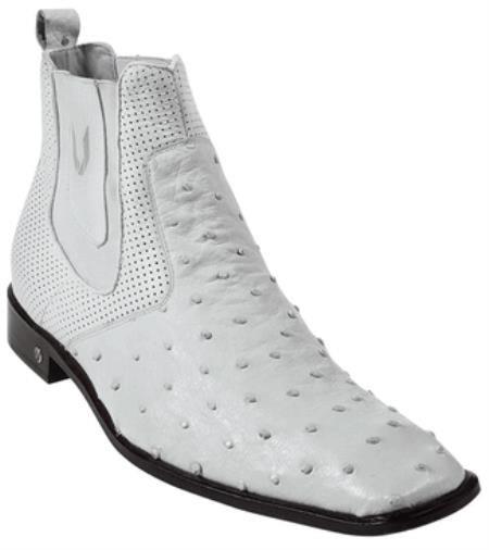 Genuine White Full Quill Ostrich Dressy Boot 