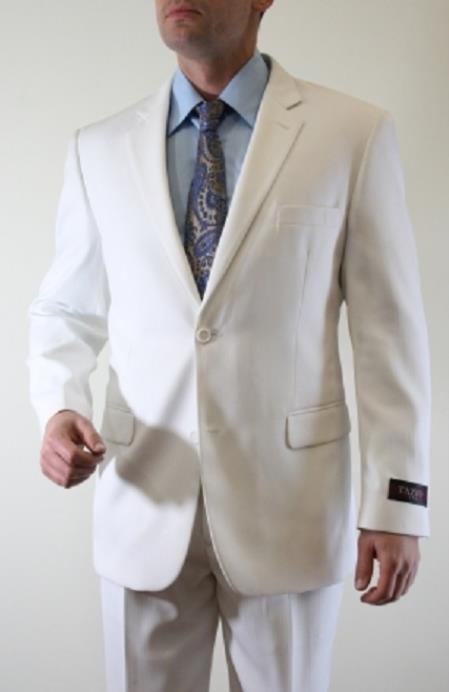 Tazio White Tonal Fine Pinstripe 2 Button Style Suit ( Jacket and Pants)  For Men 