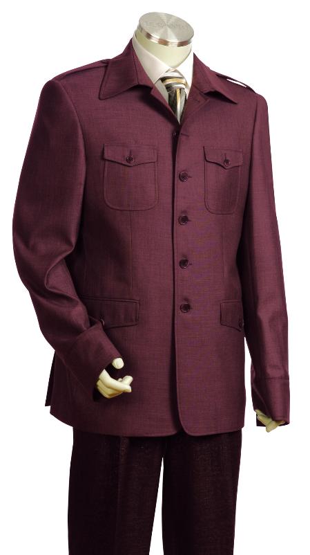 Fashionable Safari Military Style Wine Long length Zoot Suit For sale ~ Pachuco men's Suit Perfect for Wedding