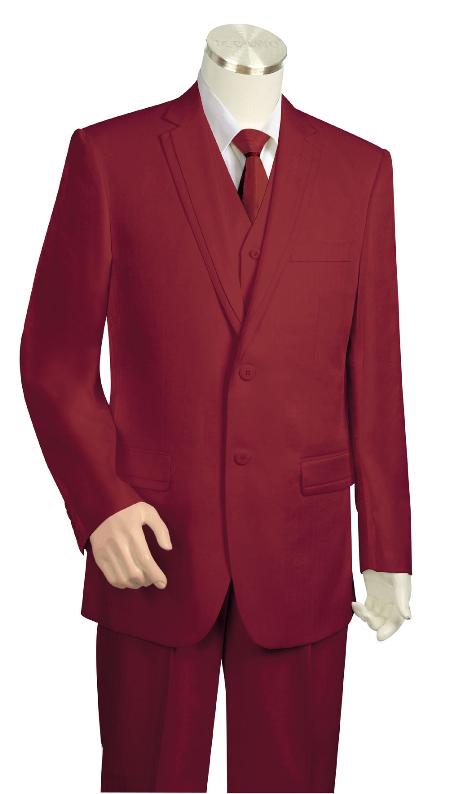 Wine Three Button 1940s men's Suits Style