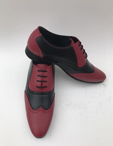  Men's Wingtip Lace Up Style Burgundy ~ Black Two toned color Dress 1920s style fashion men's shoes
