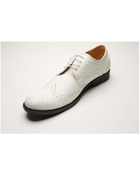  Men's Two Toned Wing Tip Cream Dress Shoes