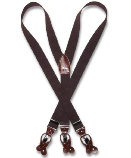 brown color shade Suspenders Y Shape Back Elastic Button & Clip Convertible 