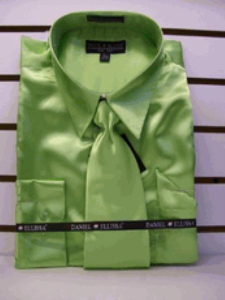 Green Satin Dress Shirt