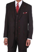 Black and red pinstripe suit