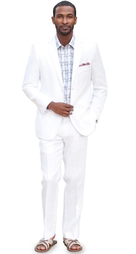 Solid Linen Suit - White