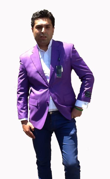 Stage Party Bright 2 Button Style Sport Coat / Dinner Jacket Blazer Online Sale Purple