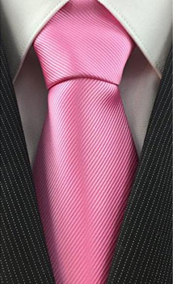  Men's High Fashion Pink Necktie Tonal Pinstripe Trendy Tie