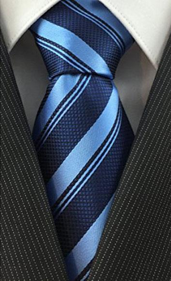  Men's Necktie Woven Classic Stripe Baby Blue and Navy Fashion Tie