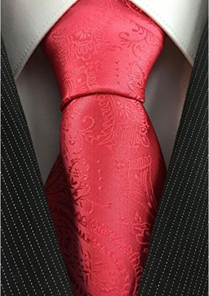  Men's Necktie with Fancy Tonal Paisley Woven Coral Pink Fashion Tie