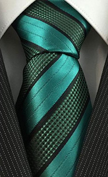  Men's Necktie with Textured Stripe Woven Green Fashion Tie