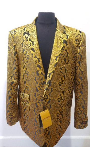  Floral Sportcoat ~ Paisley Jacket ~ Unique Shiny Flashy Fashion Prom~ Fashion Blazer ~ Suit Jacket For Men Gold Dinner Jacket Tuxedo Looking Perfect For Prom Clothe - Prom Outfits For Guys