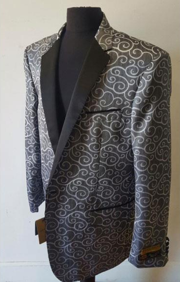 Floral Sportcoat ~ Paisley Jacket ~ Unique Shiny Fashion Prom~ Fashion Blazer For Men Charcoal Dinner Jacket Tuxedo Looking  Perfect For Prom Clothe - Prom Outfits For Guys