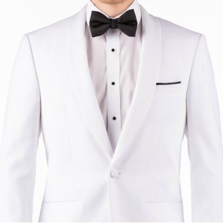 Buy Online Instead of Rental Slim Fit Shawl Lapel Groom & Groomsmen Wedding Suits & Tuxedo Online + White + Free Shirt & Tie 