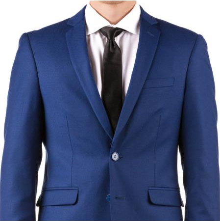 Buy Online Instead of Rental Slim Fit Notch Lapel Groom & Groomsmen Wedding Suits & Tuxedo Online + Bright Blue + Free Shirt & Tie 