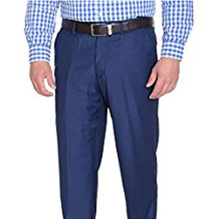  Braveman men's Slim Fit Polyester Blend Solid Blue Flat Front Pant