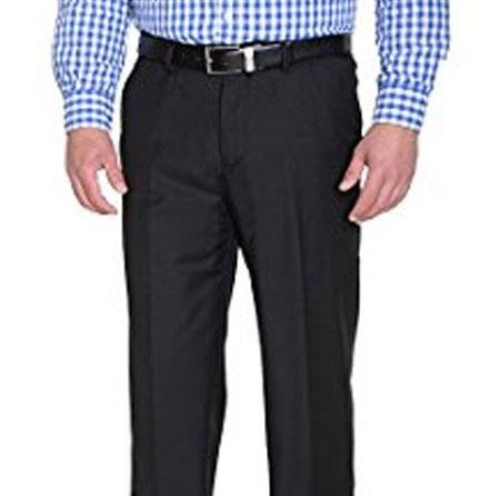  Braveman men's Solid Black Slim Fit Polyester Blend Flat Front Pant