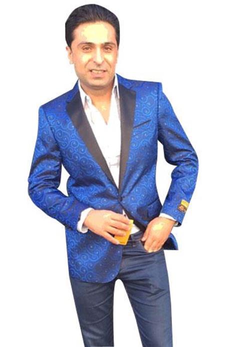 Alberto Nardoni Best men's Italian Suits Brands men's Royal Blue Suit For Men Perfect  Single Breasted Paisley blazer ~ sport coat jacket