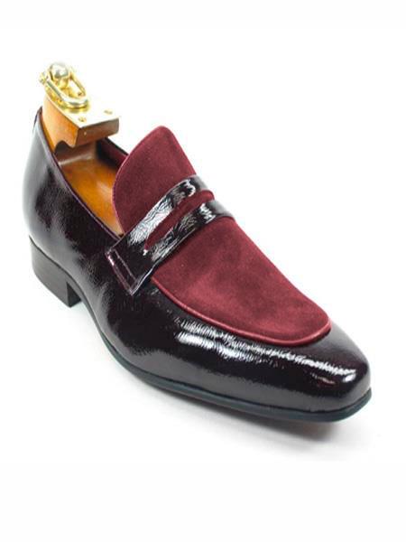  men's Fashionable Leather Loafer men's Burgundy Dress Shoe