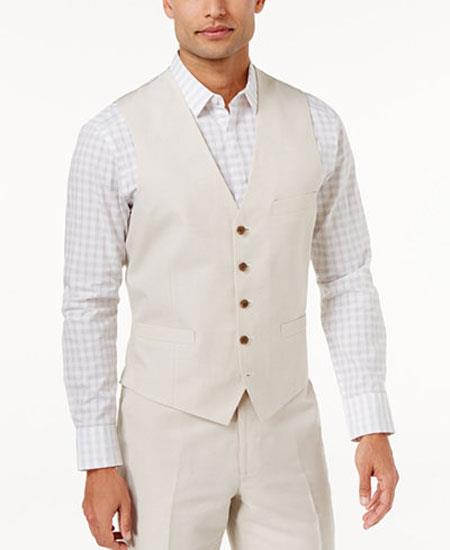 Men's 2 Piece Linen Causal Outfits Vest & Pants / Beach Wedding Attire For Groom