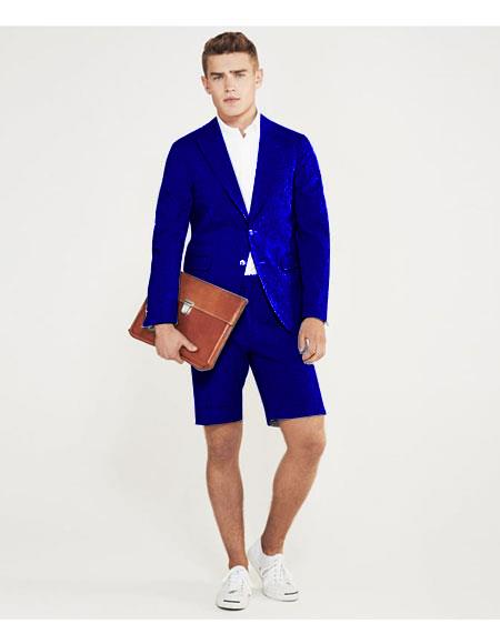men's summer business suits with shorts pants set (sport coat Looking) Royal Blue Suit For Men Perfect