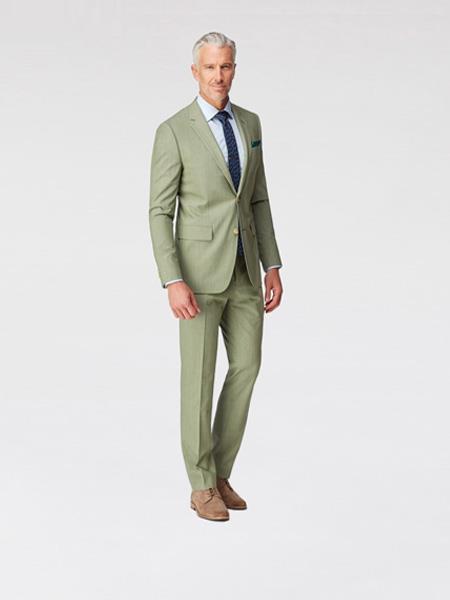  men's 2 Button Notch Lapel Sage Green Suit for Men