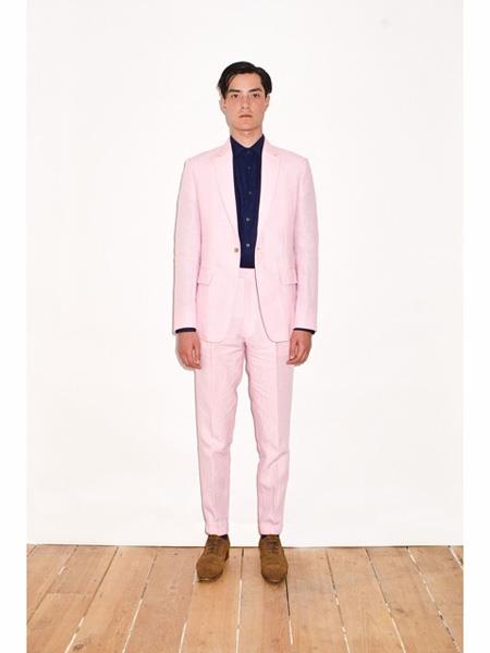 Men's Single Breasted Notch Lapel Pink Men's 2 Piece Linen Causal Outfits Suit / Beach Wedding Attire For Groom - Mens Linen Suit