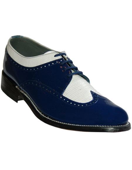 Men's Cushion Insole Royal Blue~White Wingtip 1920s style fashion men's shoes