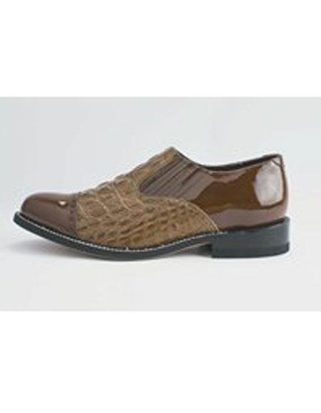  Men's Cushion Insole Cap Toe Brown Leather Shoes