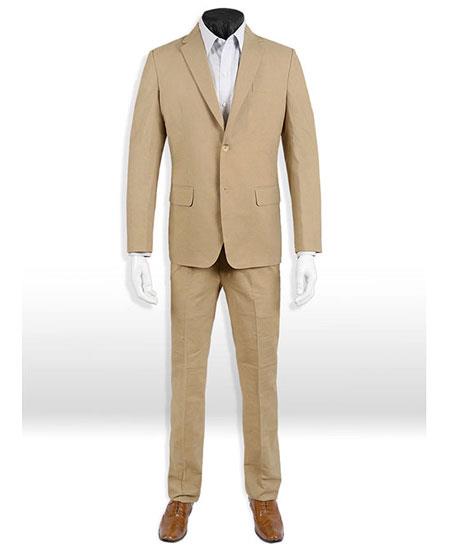  Single breasted 2 button single vent khaki suit