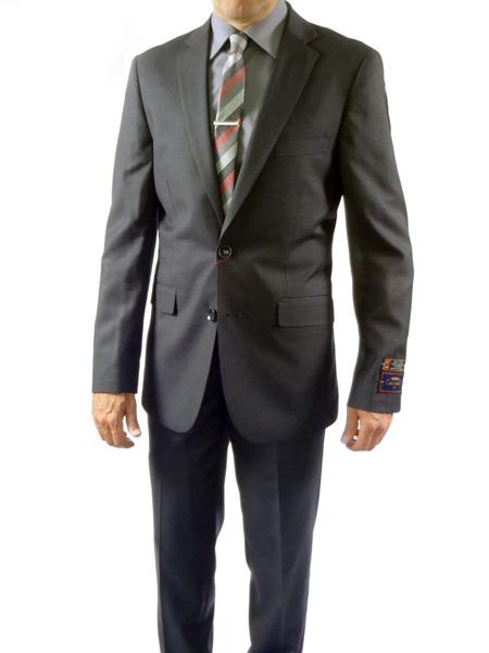 Carlo Lusso men's 2 button fully lined notch lapel slim fit charcoal suit