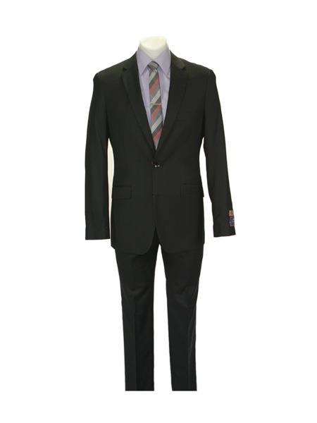 Carlo Lusso men's 2 button fully lined notch lapel slim fit Black suit