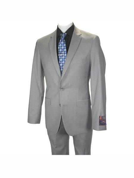 Carlo Lusso men's 2 button fully lined notch lapel slim fit Gray suit