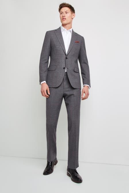  men's Two Button Single Breasted Notch Lapel Grey with Red