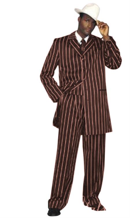  Men's Burgundy High Fashion Single Breasted Bold Pronounce White Pinstripe Three Piece Zoot Suit For sale ~ Pachuco men's Suit Perfect for Wedding